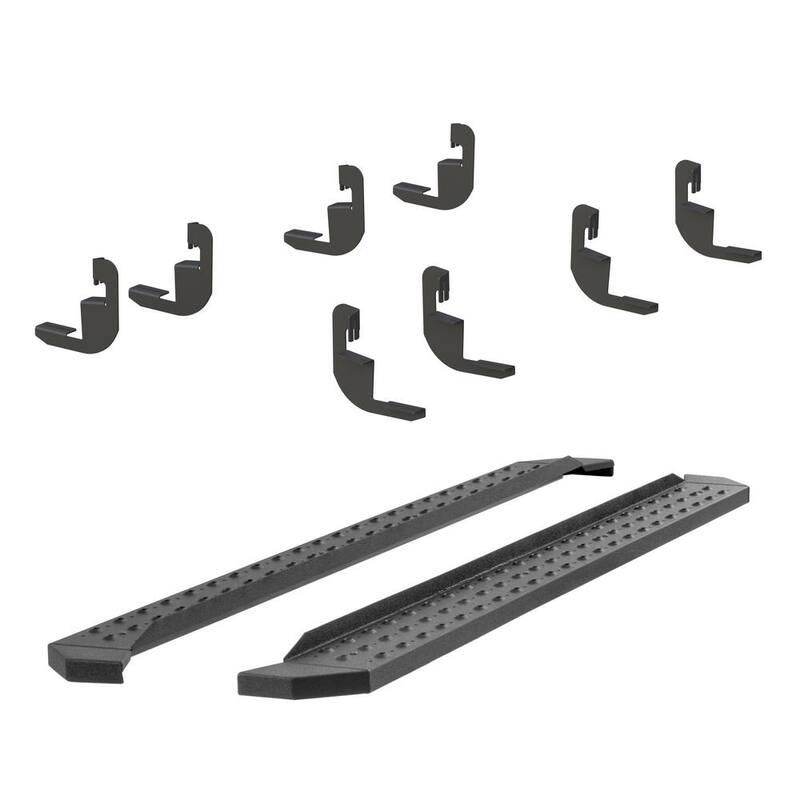 Aries RidgeStep Black Steel 6-1/2 x 91-Inch Running Boards, Select Chevy Silverado, GMC Sierra 1500, 2500, 3500 HD Crew Cab - 2055541