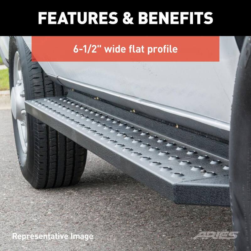 Aries RidgeStep Black Steel 6-1/2 x 85-Inch Truck Running Boards, Select Ram 1500, 2500, 3500 - 2055515