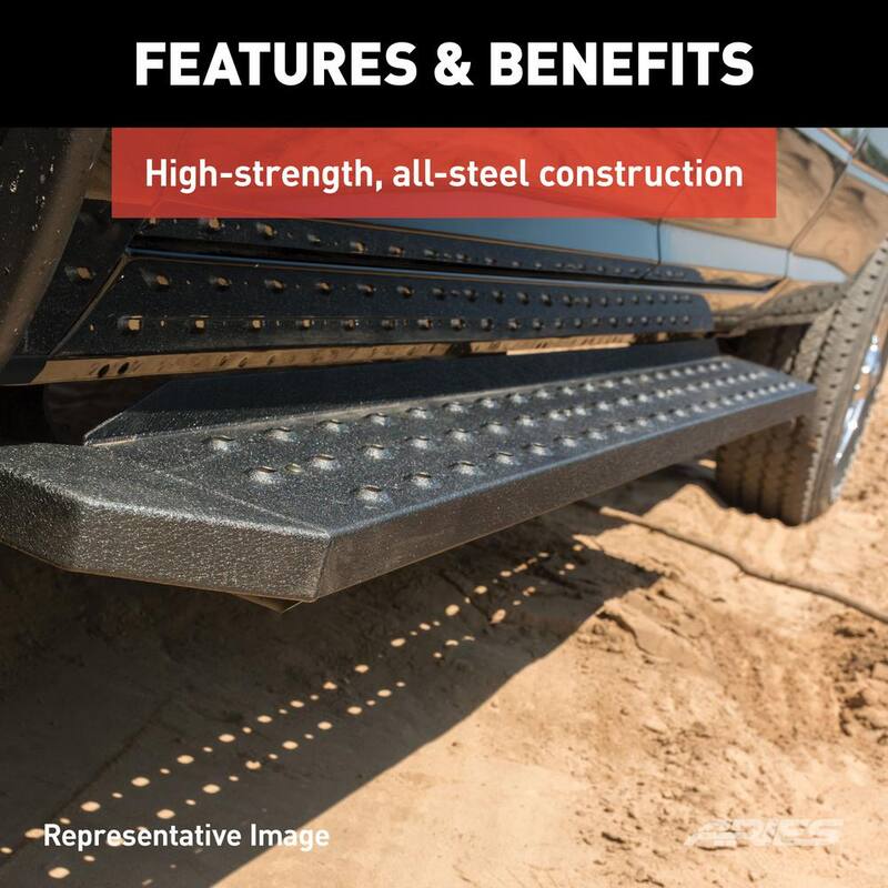 Aries RidgeStep Black Steel 6-1/2 x 85-Inch Truck Running Boards, Select Ram 1500, 2500, 3500 - 2055515