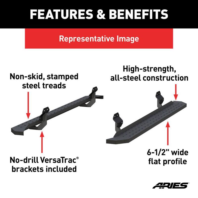 Aries RidgeStep Black Steel 6-1/2 x 85-Inch Truck Running Boards, Select Ram 1500, 2500, 3500 - 2055515