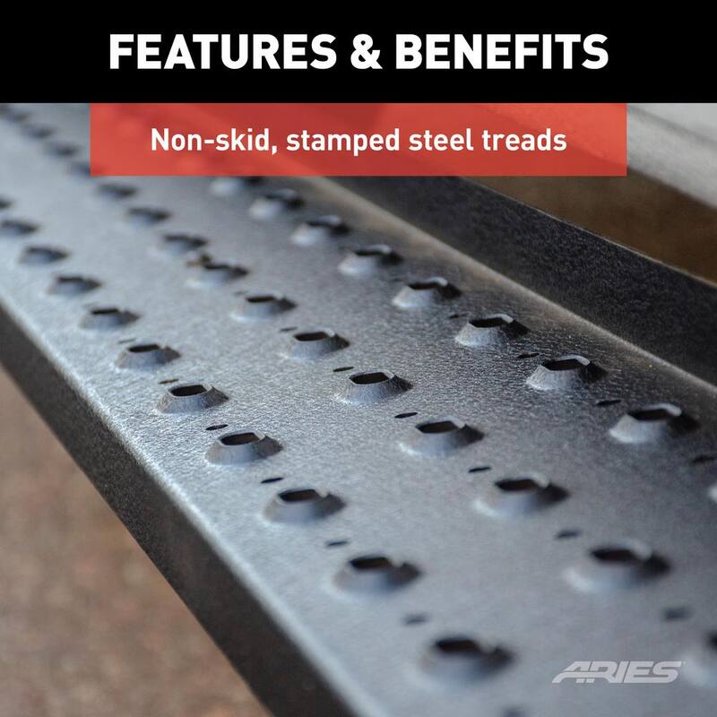 Aries RidgeStep Black Steel 6-1/2 x 85-Inch Truck Running Boards, Select Ram 1500, 2500, 3500 - 2055515