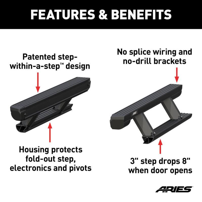 Aries ActionTrac 79-Inch Retractable Powered Running Boards, Select Jeep Gladiator - 3047975
