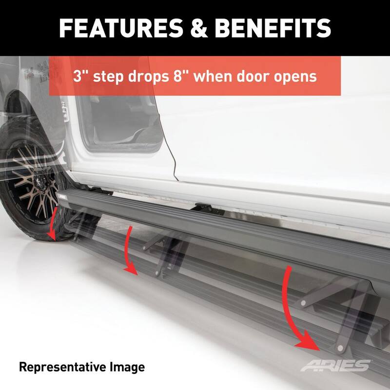 Aries ActionTrac 79-Inch Retractable Powered Running Boards, Select Jeep Gladiator - 3047975