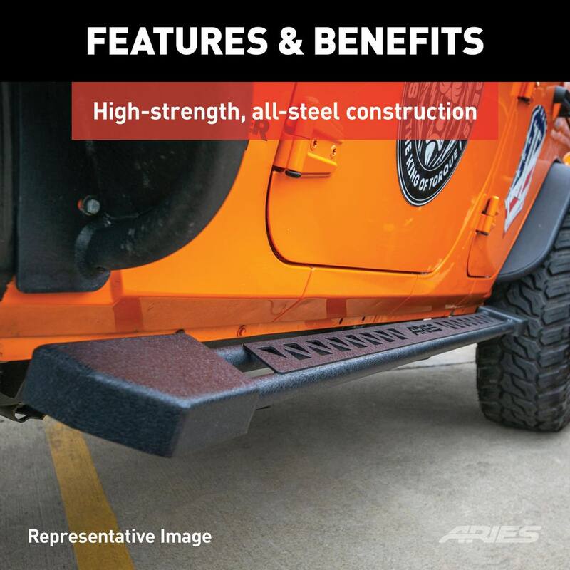 Aries Black Steel Rocker Step Guard Running Boards, Select Toyota 4Runner - 2074150