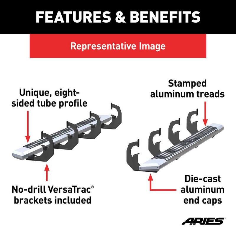 Aries AdvantEDGE Chrome Aluminum 75-Inch Truck Running Boards, Select Chevrolet Silverado, Tahoe, GMC Sierra, Yukon - 2555002