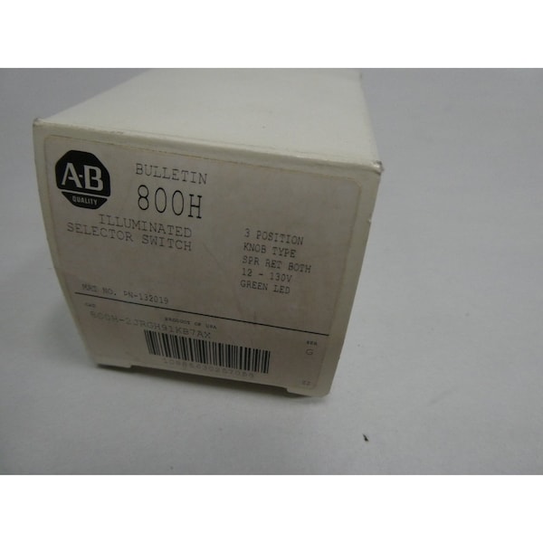 Interruptor selector iluminado de 3 posiciones Allen Bradley 12-130V-Ac 12-130V-Dc - 800H-2JRGH91KB7AX