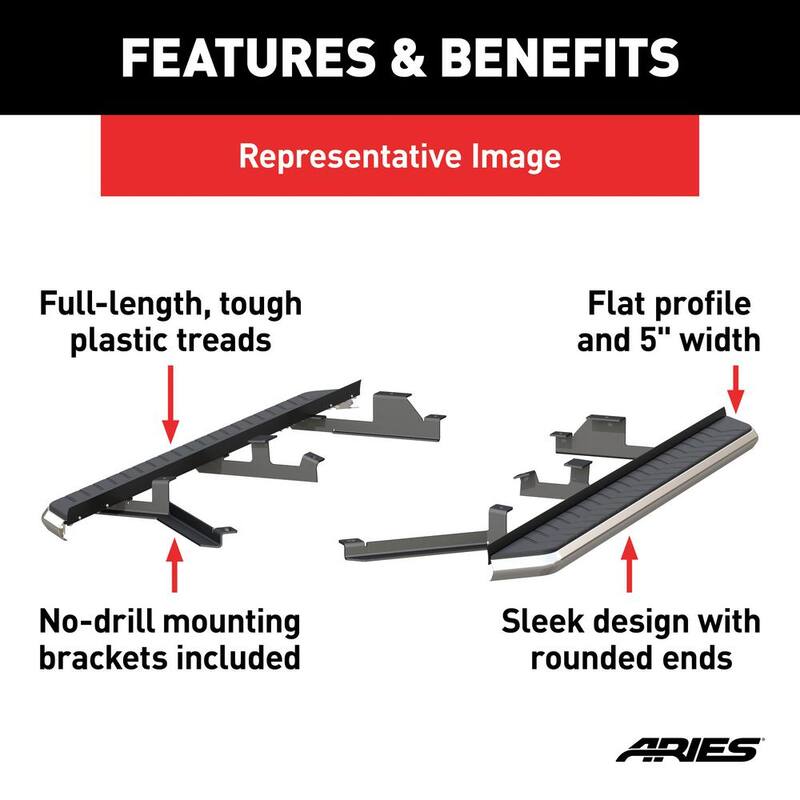 Aries AeroTread 5 x 73-Inch Polished Stainless SUV Running Boards, Select GMC Acadia, Cadillac XT5 - 2051035
