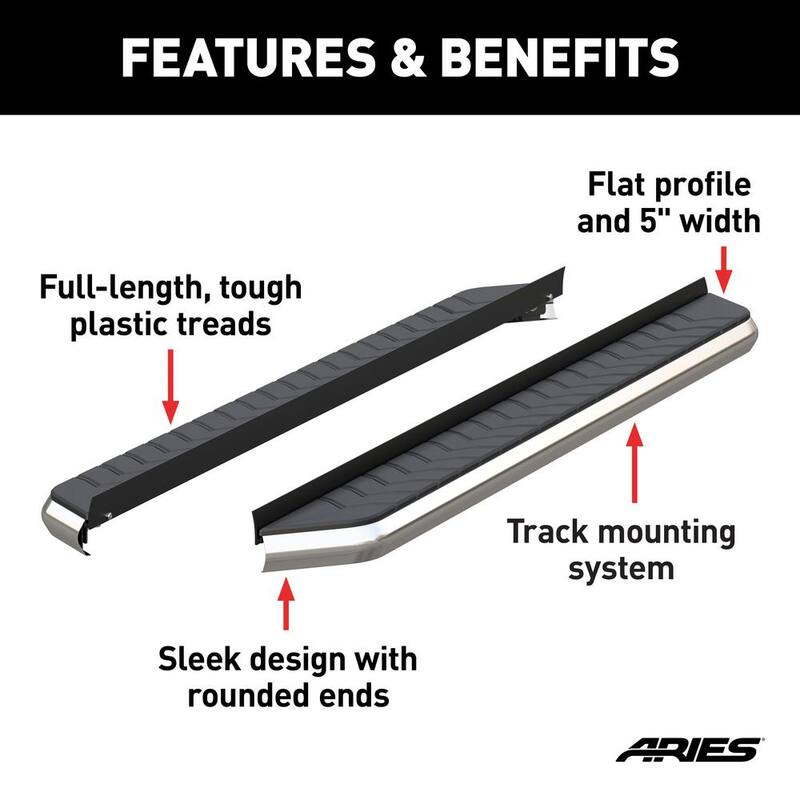 Aries AeroTread 5" x 70" Polished Stainless Running Boards (No Brackets) - 2051870