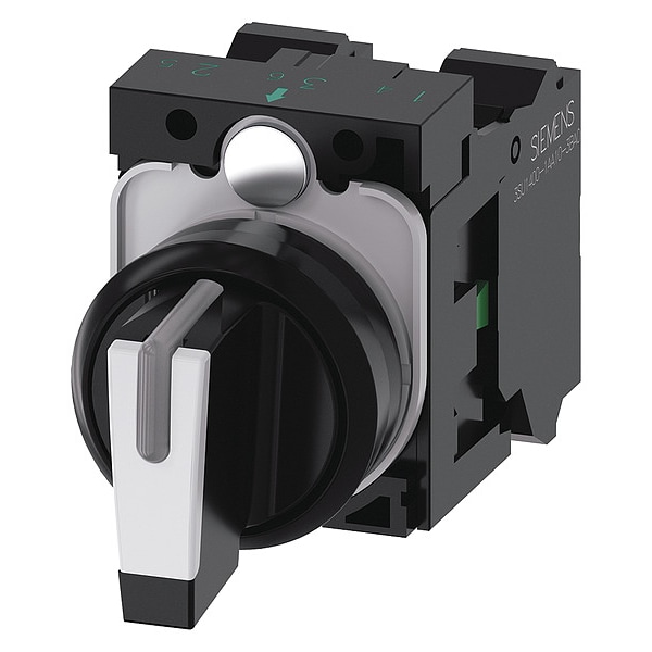 Selector de interruptor Siemens, iluminado, de 3 posiciones, 22mm, blanco - 3SU11002BM603NA0