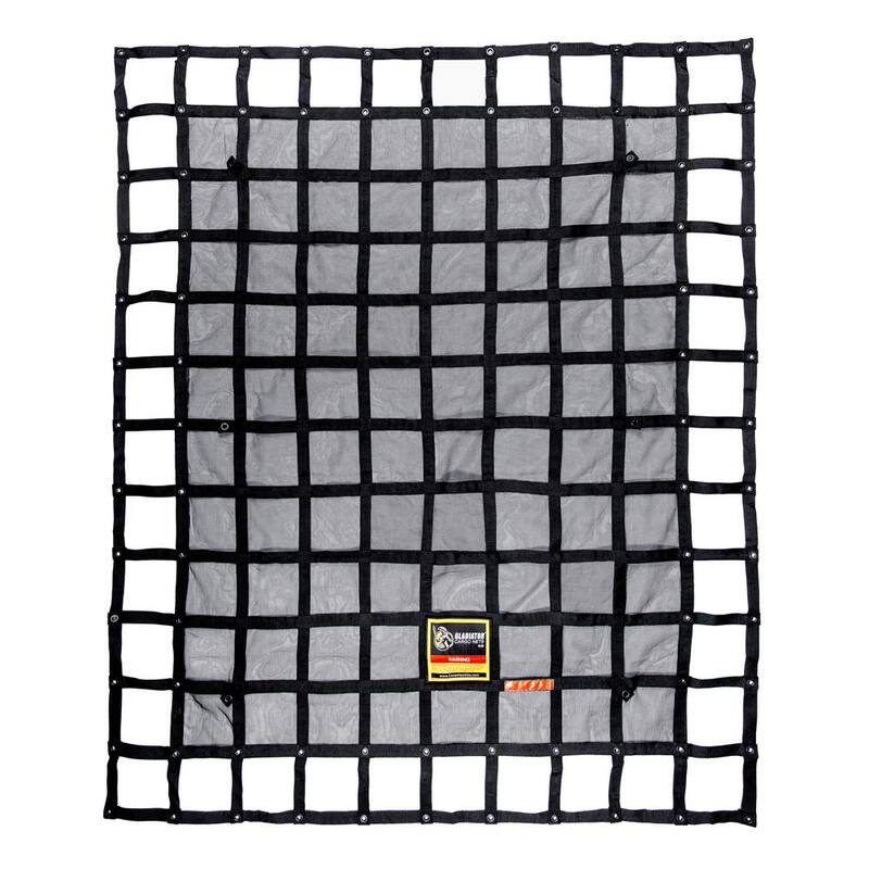 GLADIATOR Cargo Nets 6.75 ft. x 8 ft. Heavy-Duty Cargo Net Integrated Mesh Adjustable Load Certified Attachment Straps and Bag Included - MGN-100
