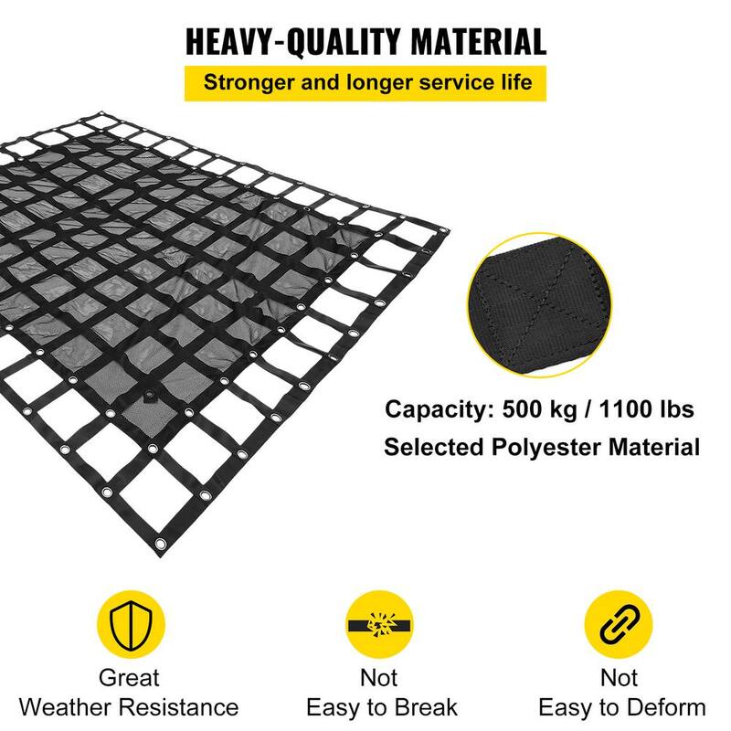 VEVOR Heavy-Duty Cargo Net w/Mesh 6 ft. x  4.7 ft. Truck Net Cap. 1100 lbs. w/Cam Buckles and  S-Hooks/Chain for Pickup Trucks - BZD183X145CMAQW01V0