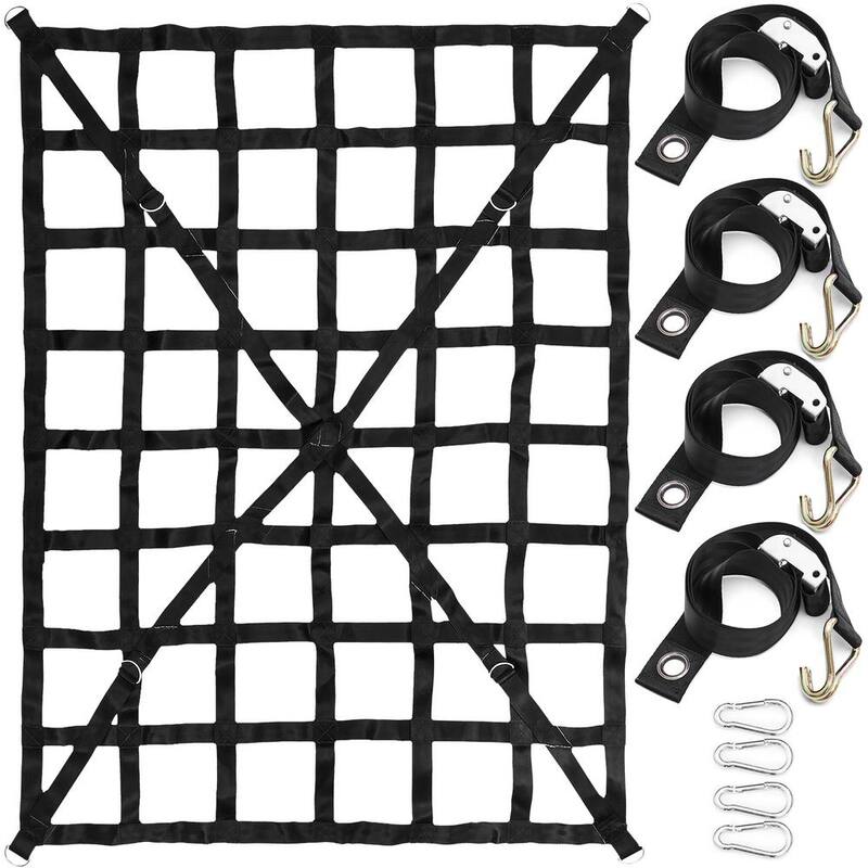 VEVOR 4.2 ft. x 5.5 ft. Cargo Net w/Cam Buckles  and  S-Hooks/Chain, Heavy-Duty Cargo Nets for Pickup Trucks Trailer SUV Jeeps - BZD168X128CMJCAQWV0