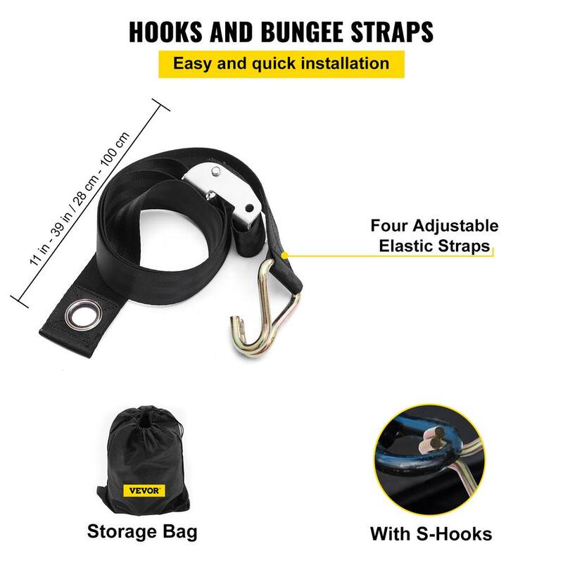 VEVOR 4.2 ft. x 5.5 ft. Cargo Net w/Cam Buckles  and  S-Hooks/Chain, Heavy-Duty Cargo Nets for Pickup Trucks Trailer SUV Jeeps - BZD168X128CMJCAQWV0