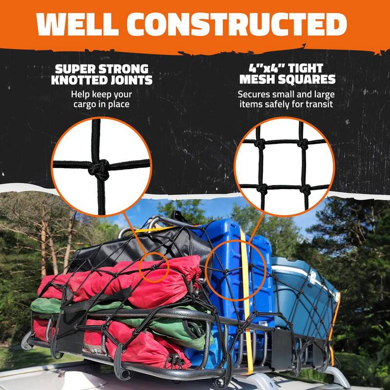 Mockins 20 in. x 36 in. Heavy-Duty Bungee Cargo Net - Stretches to 42 in. x 74 in. - MA-33
