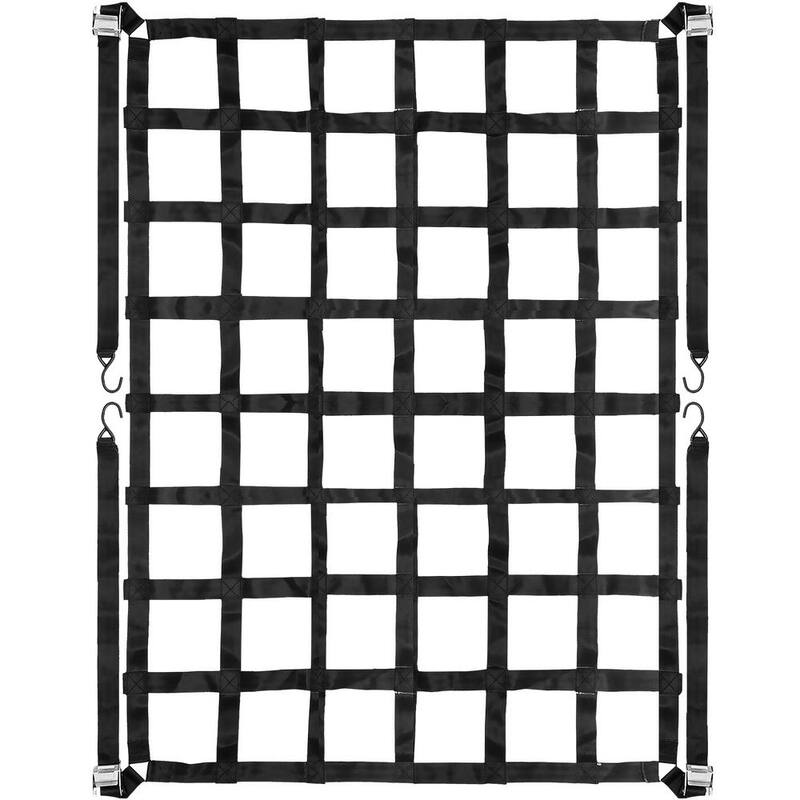 VEVOR Cargo Net 3 .5 ft. x 4.1 ft. Heavy-Duty Cargo Nets Capacity 1100 lbs. Cargo Net w/S-Hooks and Chain for Pickup Trucks - BZD107X127CMAQW01V0