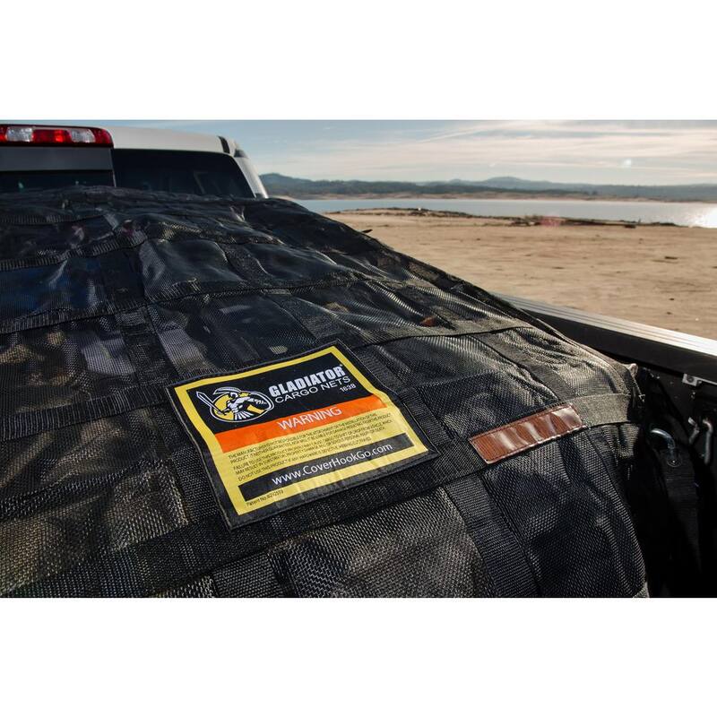 GLADIATOR Cargo Nets 7.3 ft. x 9.3 ft. Heavy-Duty Trailer Cargo Net, Integrated Mesh, Adjustable, Certified Attachment Straps, Bag Included - SUT-100