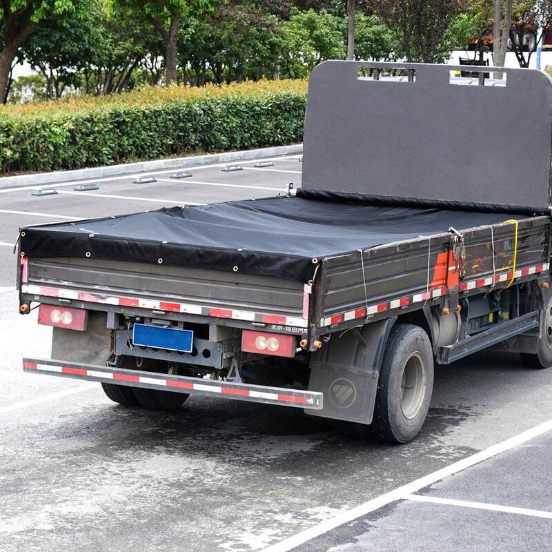 VEVOR Dump Truck Mesh Tarp 6 x 14 ft. PVC Coated Black Heavy-Duty Cover with 5.5 in. 18 oz. Double Pocket, Brass Grommets - KCPVC6X1418OZJELJV0