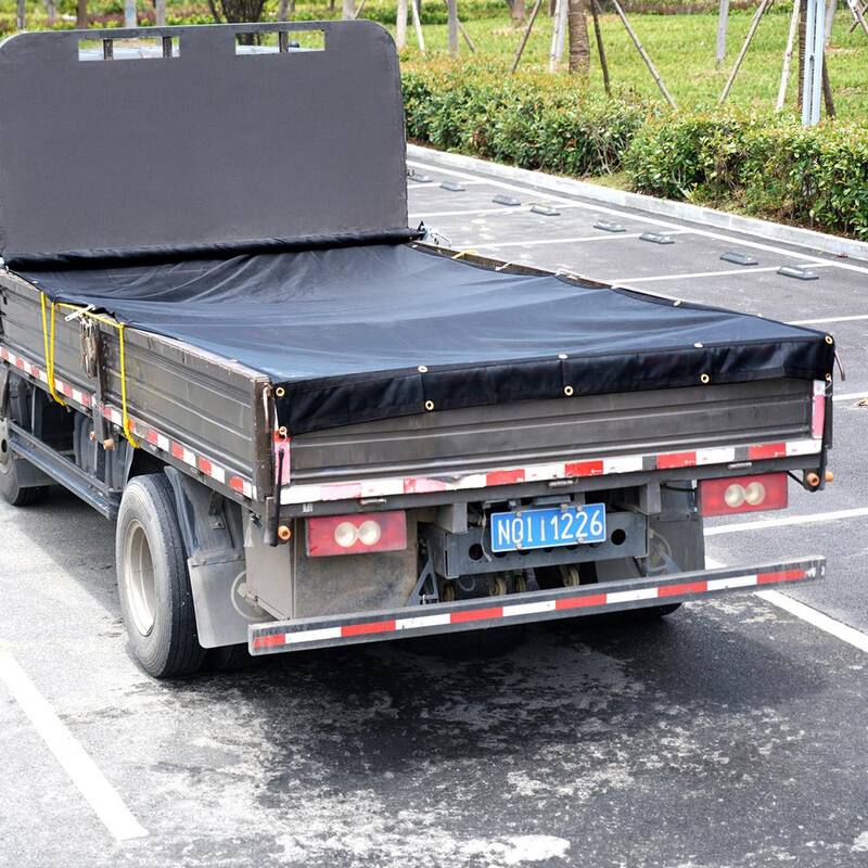 VEVOR Dump Truck Mesh Tarp 5 x 14 ft. PVC Coated Black Heavy Duty Cover with 5.5 in. 18oz Double Pocket for Trucks, Trailers - KCPVC5X1418OZKBIKV0