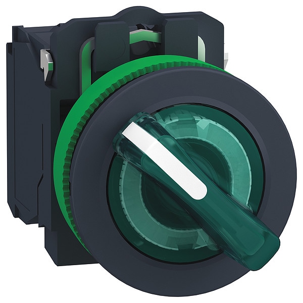 Selector Switch de Schneider Electric, Iluminado, 2 Posiciones, 30mm, Verde - XB5FK123B5