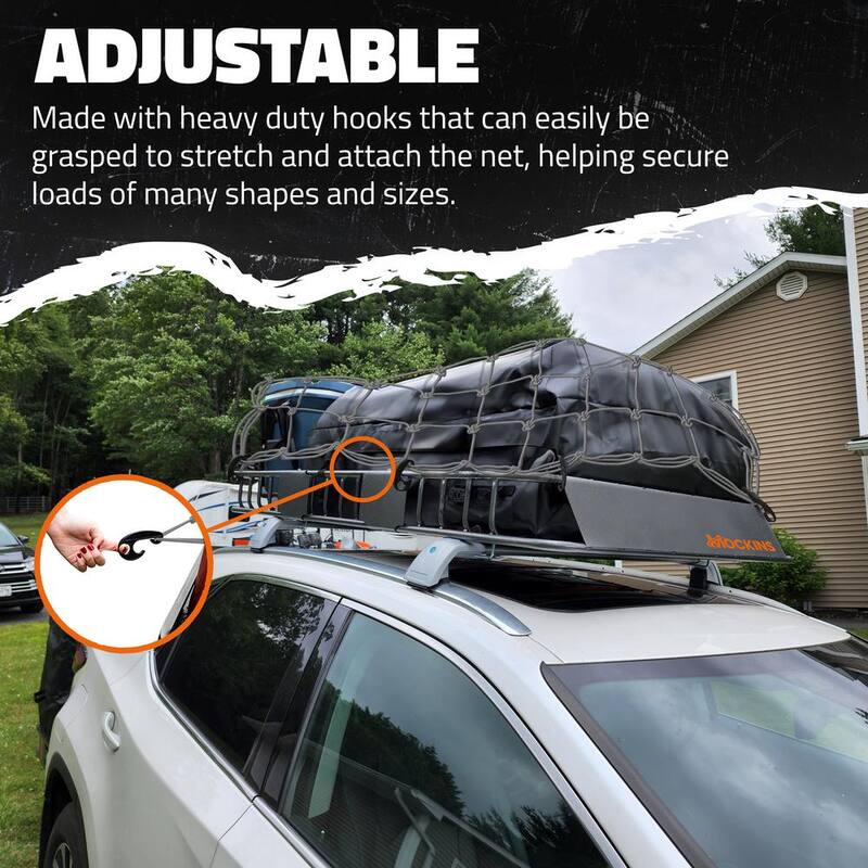 Mockins 20 in. x 36 in. Heavy-Duty Gray Bungee Cargo Net - Stretches to 42 in. x 74 in. - MA-60
