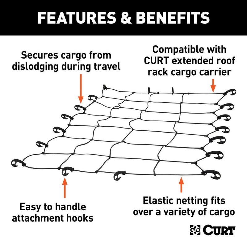 CURT 65" x 38" Extended Roof Rack Cargo Net - 18201