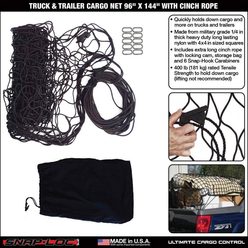 SNAP-LOC 400 lbs. Capacity 96 in. x 144 in. Military Cargo Net - SLAMCN96144