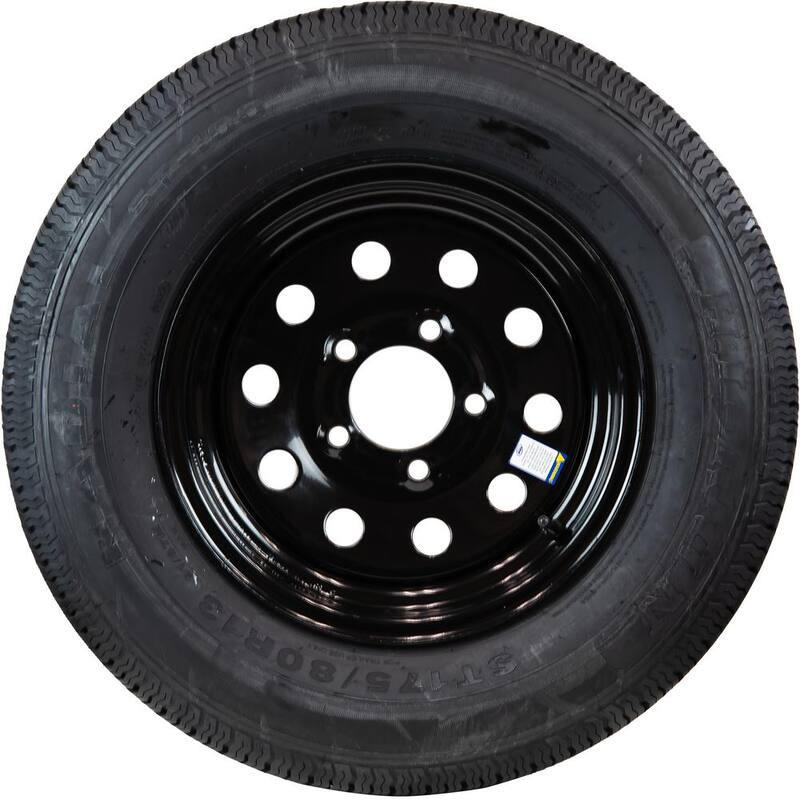 Hi-Run Radial Trailer Tire Assembly, ST175/80R13 6PR ON 13X4.5 5LUG Black Modular Wheel - ASR2117