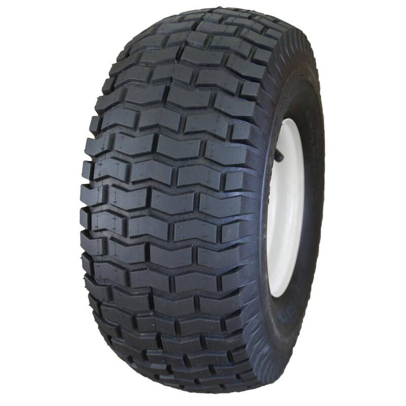 Hi-Run Lawn/Garden Tire 15 x 6.00-6 2Ply SU12 Mounted on 6 x 4.5 Greyish White Solid Wheel W/Zerk & Metal Bushings of 3/4 I.D. - ASB1088