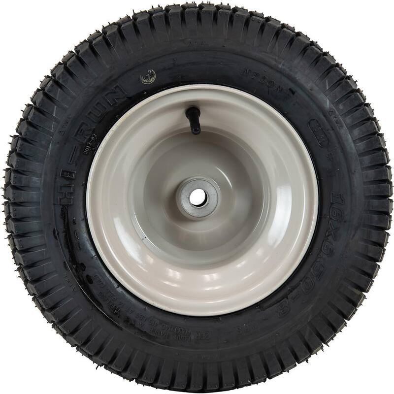 Hi-Run Lawn/Garden Tire 16 in. x 6.50 in.-8 2Ply SU12 Mounted on 8 in. x 5.375 in. Grayish White Wheel w/(3/4 I.D.) Bushings - ASB1084