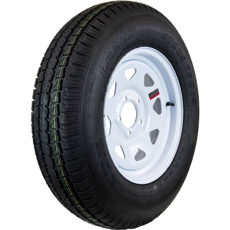 Hi-Run 8 Spoke White 50 PSI ST205/75D15 and 15 in. x 5.0 in. 5-4.5 HD 6-Ply Tire and Wheel Assembly - ASB1004