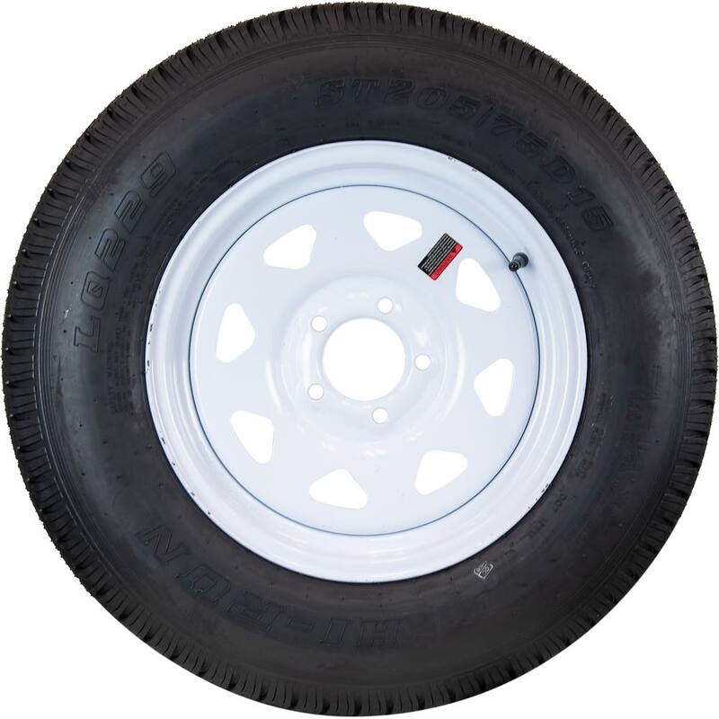 Hi-Run 8 Spoke White 50 PSI ST205/75D15 and 15 in. x 5.0 in. 5-4.5 HD 6-Ply Tire and Wheel Assembly - ASB1004