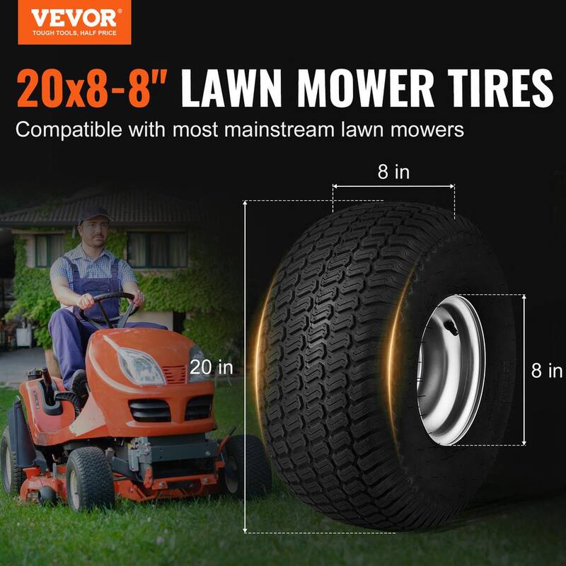 VEVOR Lawn Mower Tires with Rim 20 x 8-8 in. Tubeless Tractor Tires 2-Pack Tire and Wheel Assembly S-Turf Pneumatic Tires - GCJLZPZLG20XAKNACV0-0812