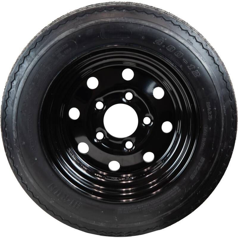 Hi-Run Bias Trailer Tire Assembly, 4.80-12 4PR ON 12X4 5LUG Black Modular Wheel - ASB1211