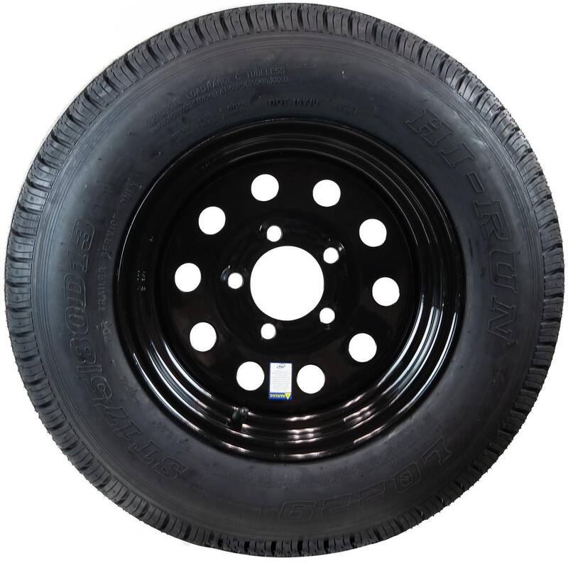 Hi-Run Bias Trailer Tire Assembly, ST175/80D13 6PR ON 13X4.5 5LUG Black Modular Wheel - ASB1209