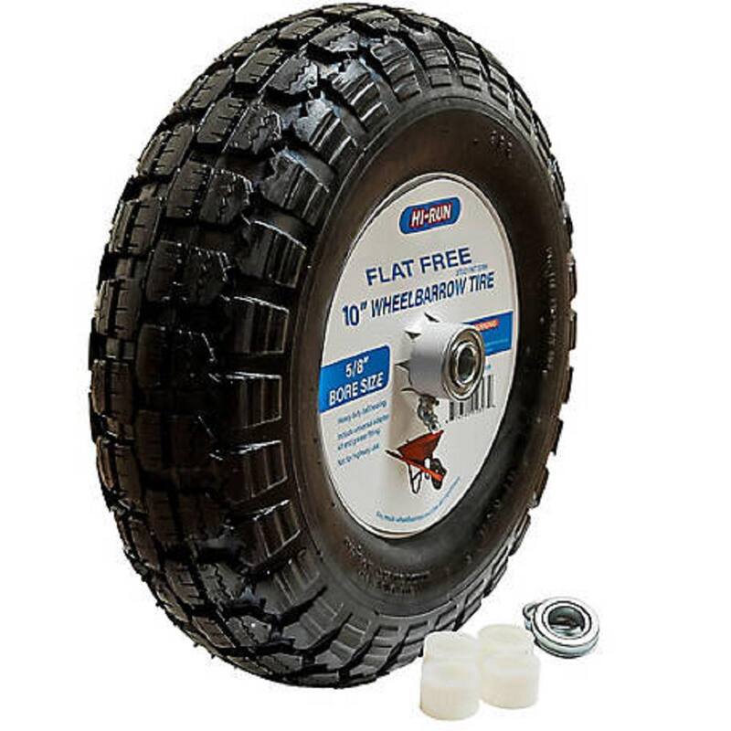 Hi-Run 10 in. Flat Free with Universal Bearing Kit and Grease Fitting(Stud) - WB1002