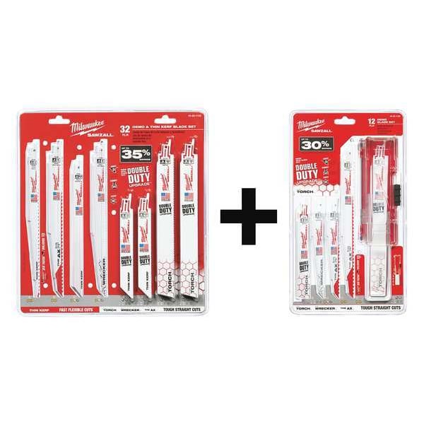 Milwaukee Tool 6", 9" L x General Purpose Cutting Reciprocating Saw Blade Set - 49-22-1132, 49-22-1129