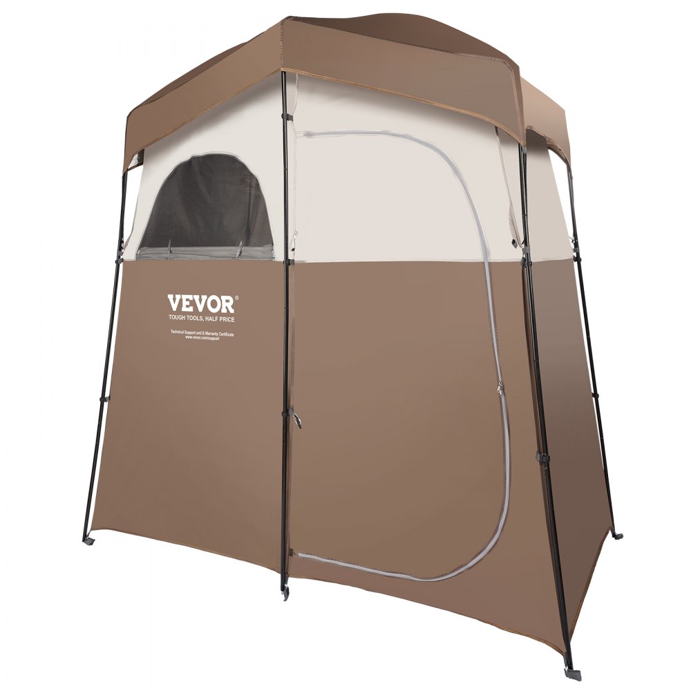 VEVOR Camping Shower Tent, 83" x 42" x 83" 2 Rooms Oversize Outdoor Portable Shelter, Privacy Tent with Detachable Top, Pockets, Hanging Rope and Clothesline, for Dressing, Changing, Toilet, Bathroom - GYZPLSTYDLNJBVOJOV0