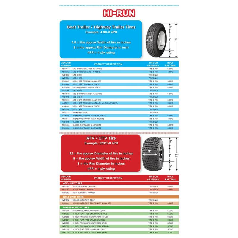 Hi-Run LRC Trailer 80 PSI 5.3 in. x 12 in. 6-Ply Tire - WD1004