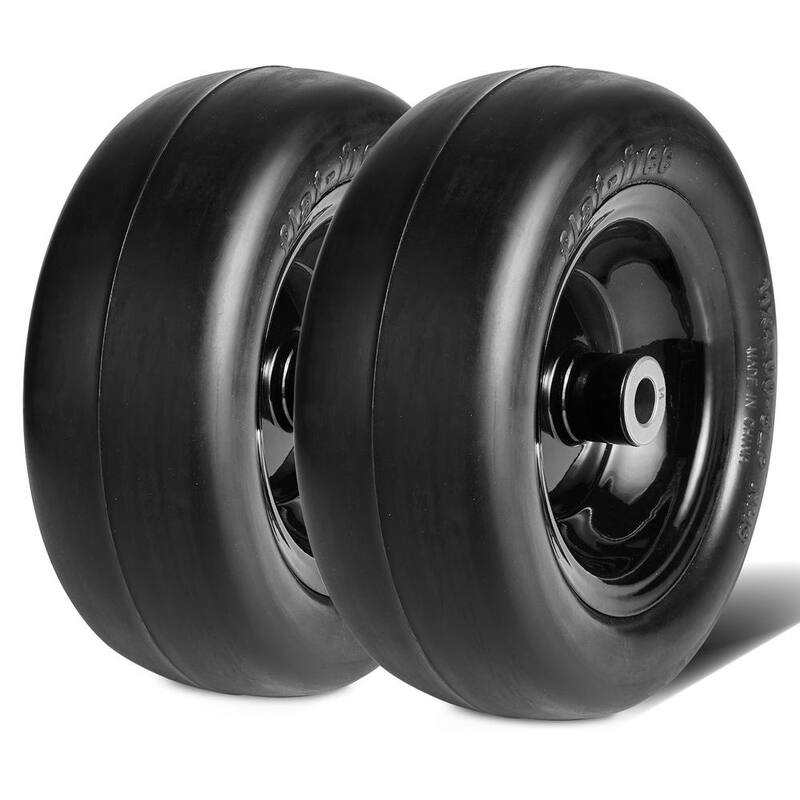 VEVOR Lawn Mower Tires with Rim 11 in. x 4 in. - 7 in. Tubeless Tractor Tires 2-Pack Tire and Wheel Assemby Flat-free PU Tire - GCJLZ11X45SXTCAWDV0-0725