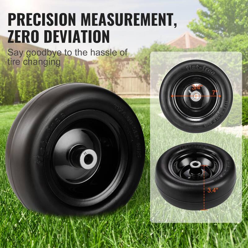 VEVOR Lawn Mower Tires with Rim 11 in. x 4 in. - 7 in. Tubeless Tractor Tires 2-Pack Tire and Wheel Assemby Flat-free PU Tire - GCJLZ11X45SXTCAWDV0-0725