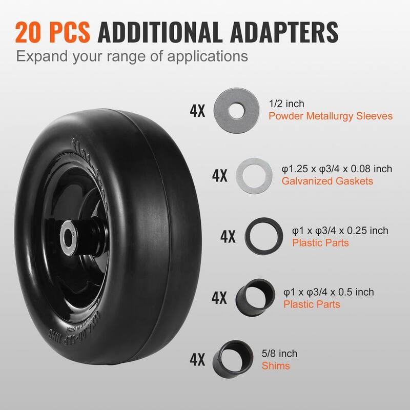 VEVOR Lawn Mower Tires with Rim 11 in. x 4 in. - 7 in. Tubeless Tractor Tires 2-Pack Tire and Wheel Assemby Flat-free PU Tire - GCJLZ11X45SXTCAWDV0-0725
