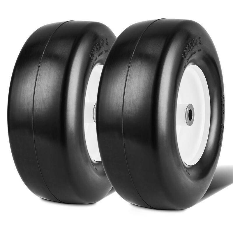 VEVOR Lawn Mower Tires with Rim, 13 in. x 5 in. - 6 in. Tubeless Tractor Tires, 2-Pack Tire and Wheel Assembly, Flat-free PU - GCJLZZXLG13XLCXLGV0-0725
