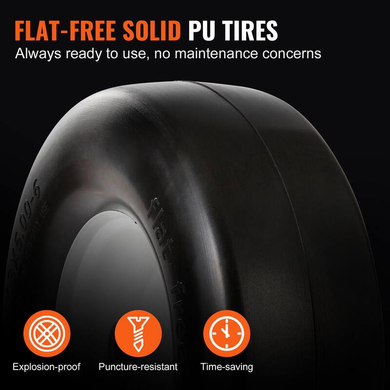 VEVOR Lawn Mower Tires with Rim, 13 in. x 5 in. - 6 in. Tubeless Tractor Tires, 2-Pack Tire and Wheel Assembly, Flat-free PU - GCJLZZXLG13XLCXLGV0-0725