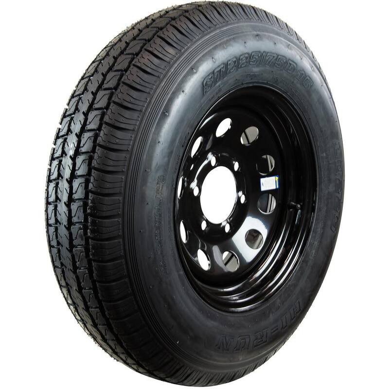 Hi-Run Bias Trailer Tire Assembly, ST225/75D15 8PR ON 15X6 6LUG Black Modular Wheel - ASB1151
