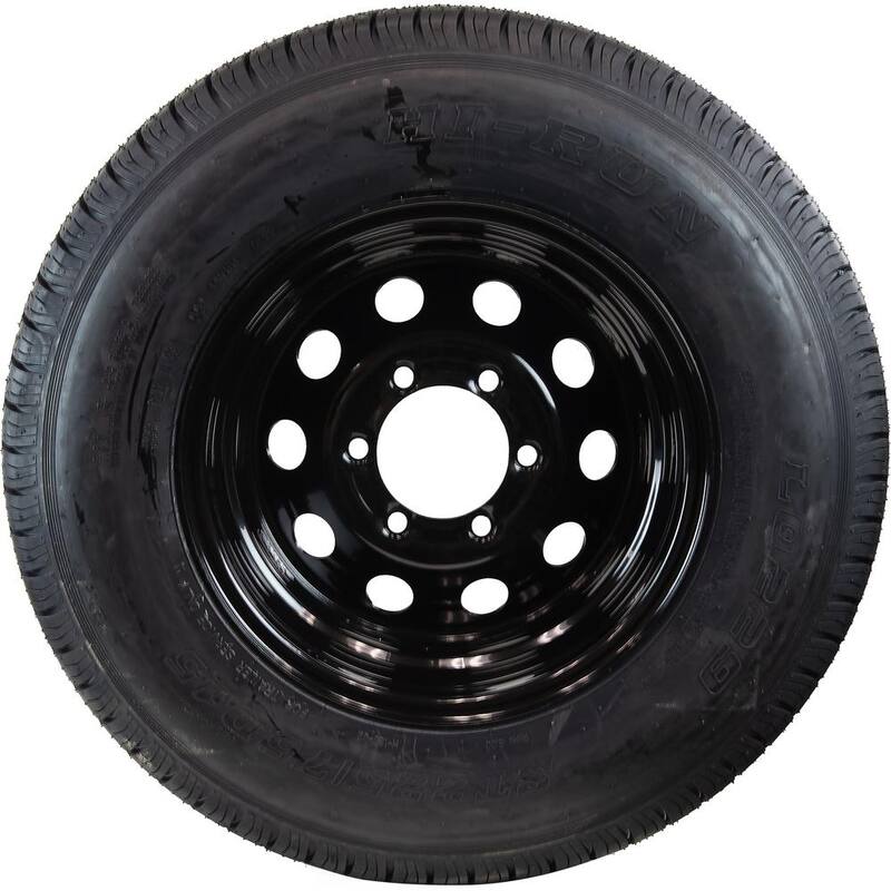 Hi-Run Bias Trailer Tire Assembly, ST225/75D15 8PR ON 15X6 6LUG Black Modular Wheel - ASB1151