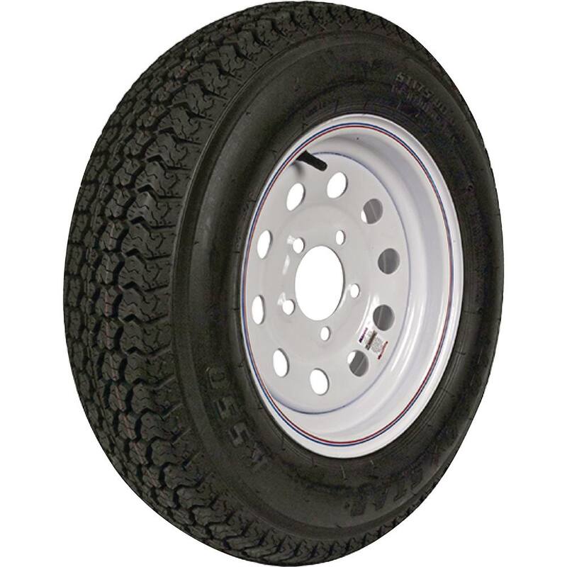 LOADSTAR ST205/75D-14 K550 BIAS 1760 lb. Load Capacity White with Stripe 14 in. Bias Tire and Wheel Assembly - 3S470