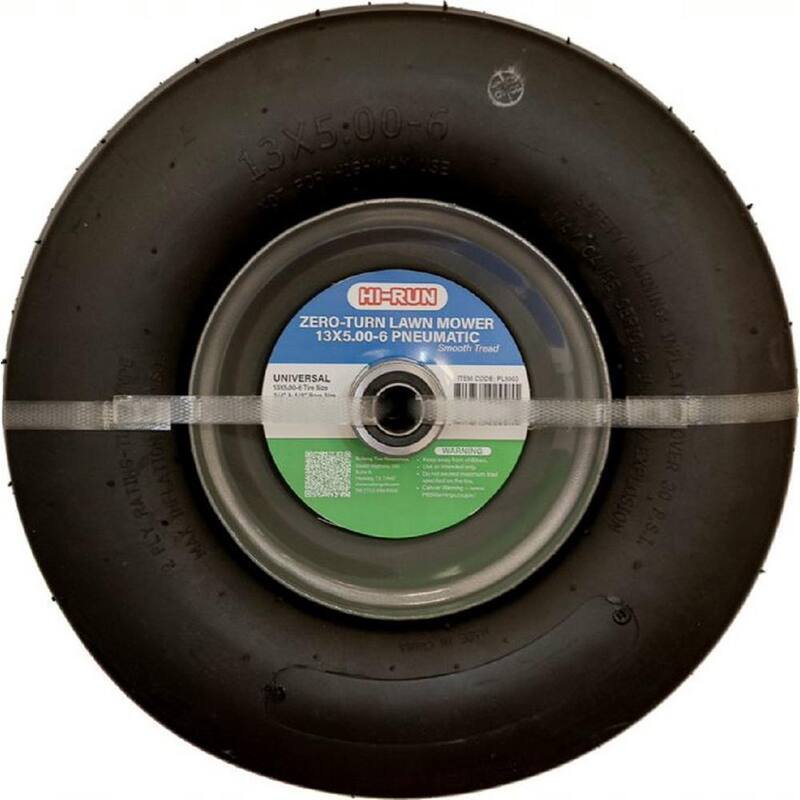 Hi-Run 13 x 5.00-6 2PR Universal Smooth Pneumatic Tube Tire Assembly (3/4 in. and 5/8 in.) - PL1003