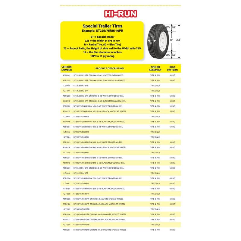 Hi-Run Radial Trailer Tire, ST235/80R16, Load Range E - HZT1007