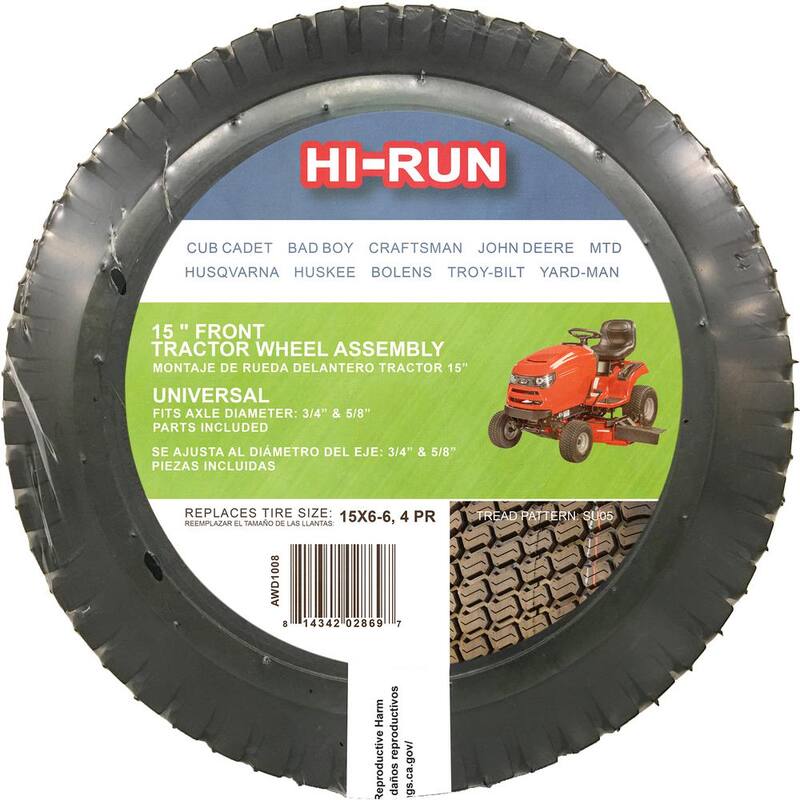 Hi-Run Universal LandG Tire Assembly with Kits, 15X6-6 SU05 Turf (3/4 in and 5/8 in) - AWD1008