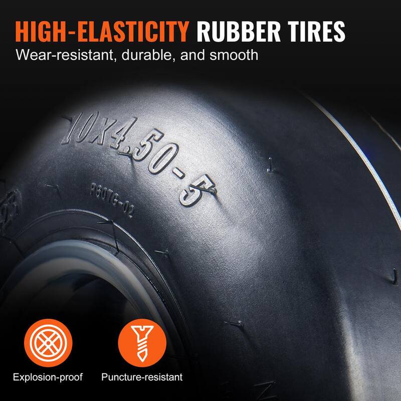 VEVOR Go Kart Tires and Rims 10x4.5-5in. Go Kart Wheels 2-Pack Front Wheels, Aluminum Alloy Rims and Rubber Tires Hub-Rim - KDCLZX10X4559D4HKV0-0812